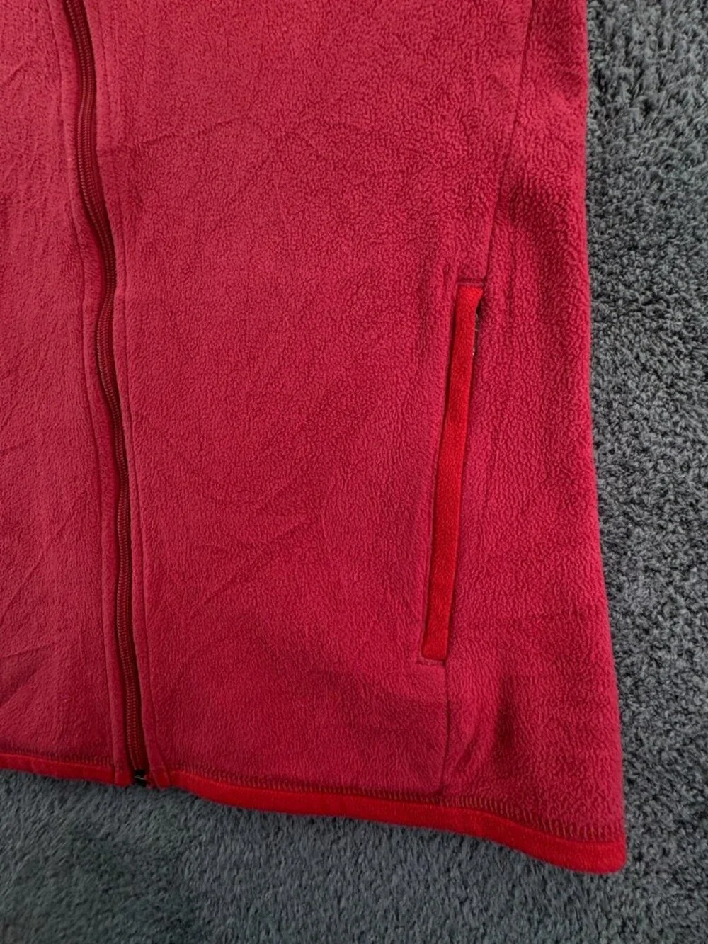 Patagonia Women’s Jacket Adult Fleece Red Hooded Small Full Zip W/ Logo, Pockets
